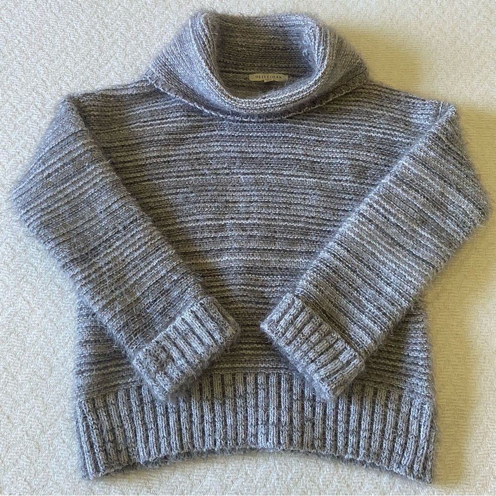 Olive & Oak Eyelash Fuzzy Cowl Neck Sweater